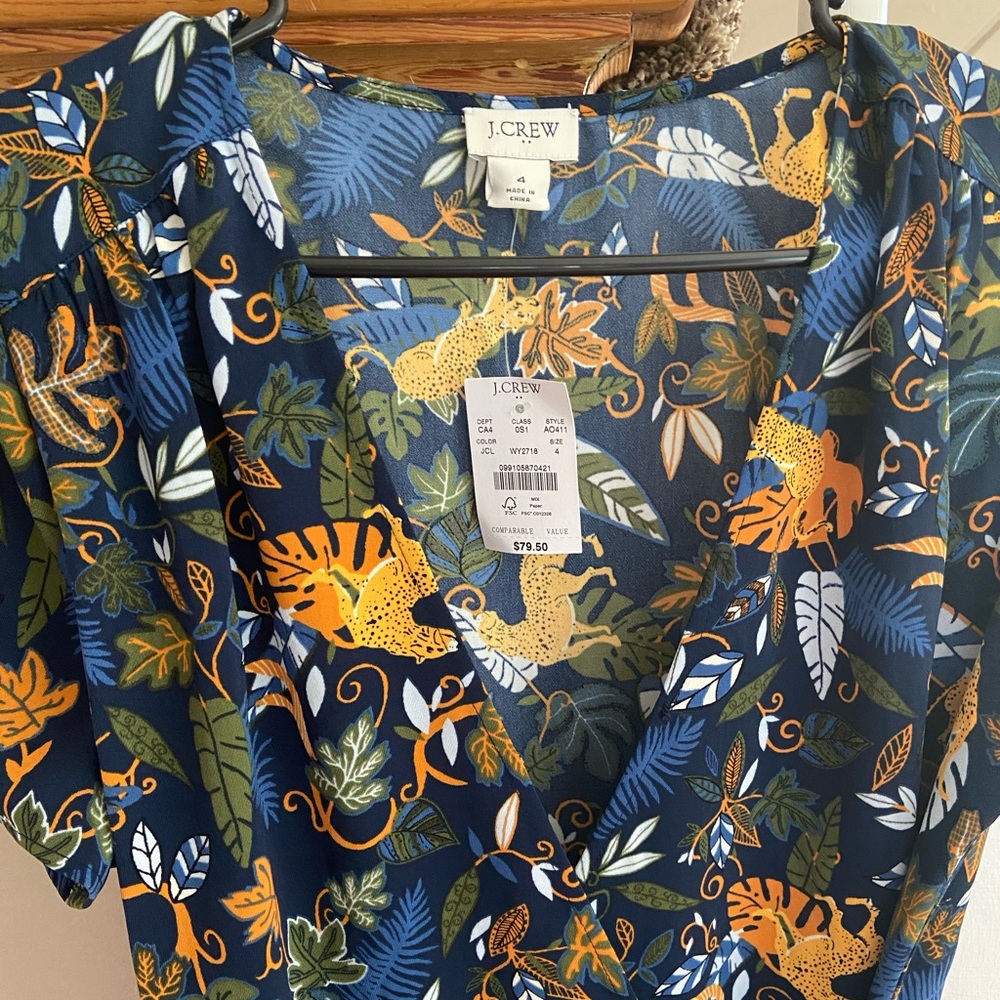 JCrew printed wrap dress